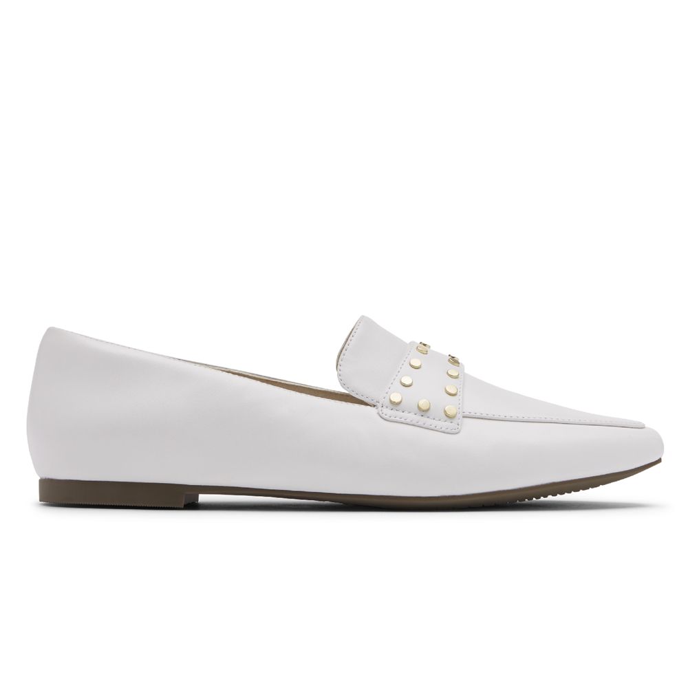 Rockport Women's Total Motion Laylani Studded Loafers - White - USA (4962HSXJZ)